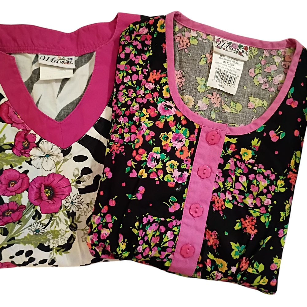 Lot Of 2 Scrub Tops. ADORABLE!!